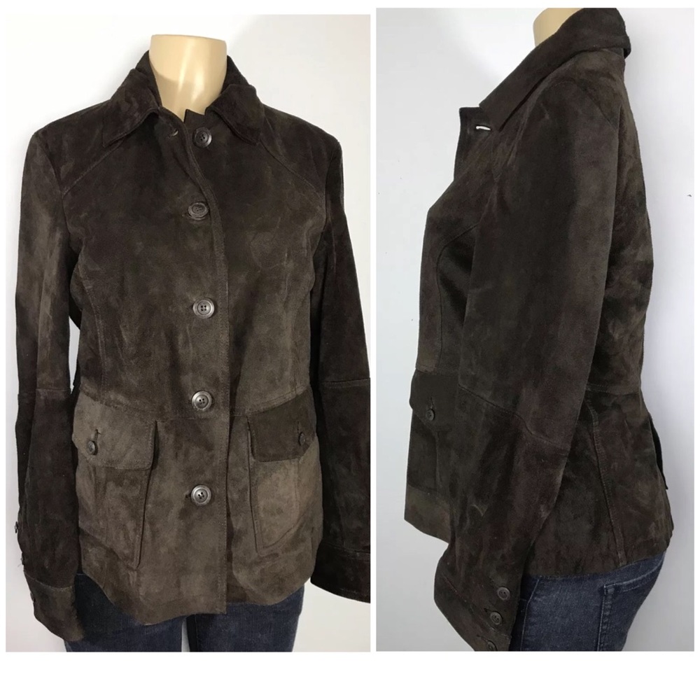 LL Bean Jacket Suede Leather Flap Pocket Size M